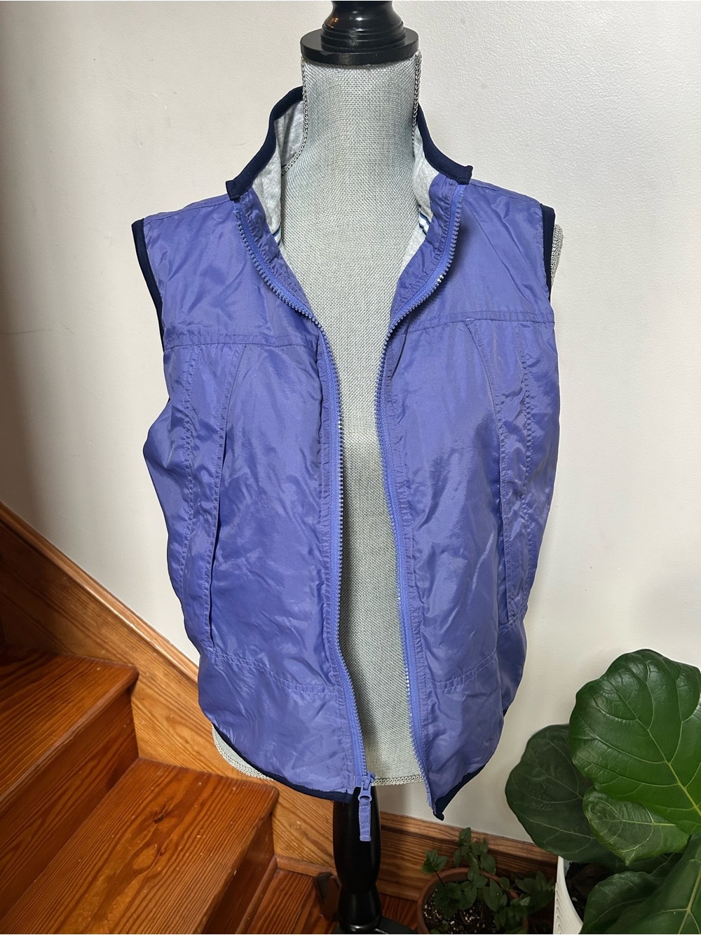 Reversible Windbreaker Purple Lightweight Zip Vest